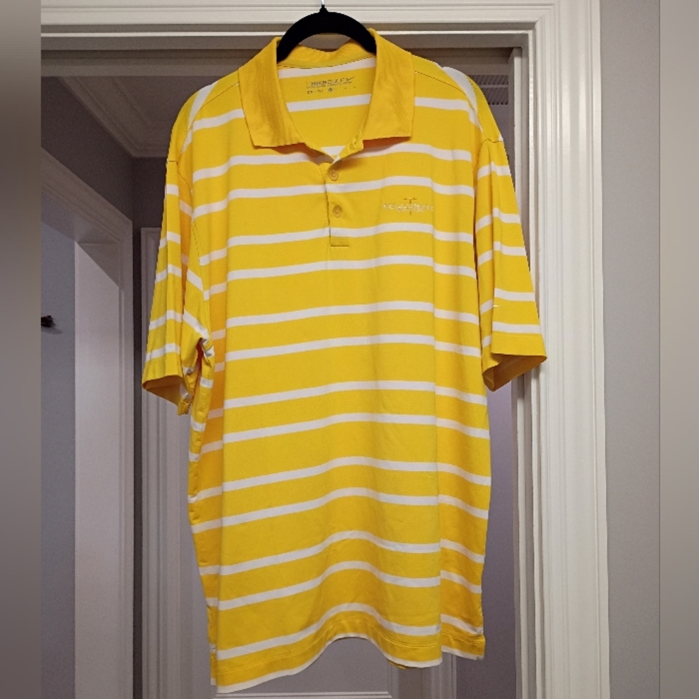 Nike Golf Dri-fit Men's Telluride Striped Polo in Yellow and White Size Large